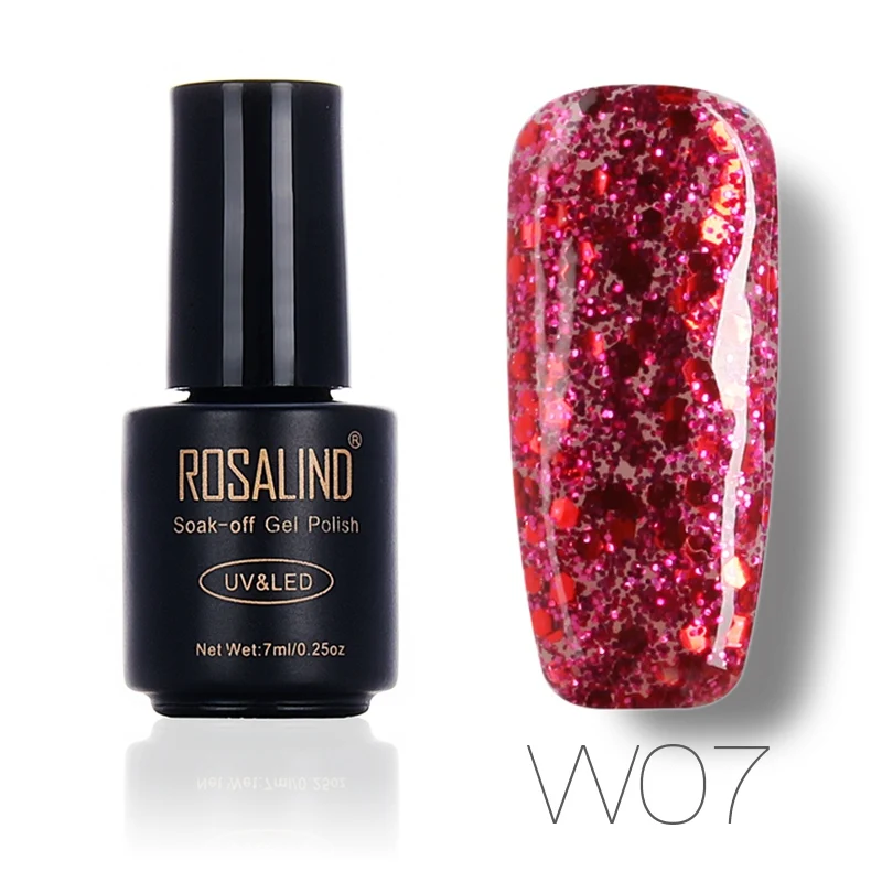 W07 ROSALIND гель 1S 7 мл Алмазный Блеск W01-29 Гель-лак для ногтей для наращивания ногтей Дизайн ногтей УФ светодиодный Гель-лак - Цвет: W07