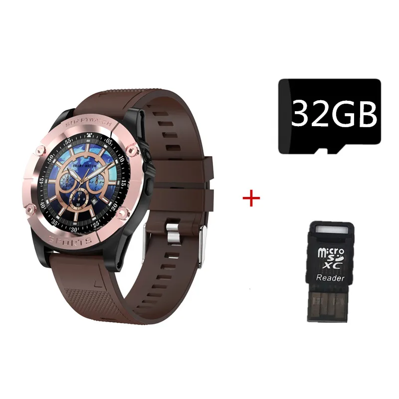 Coffee 32GB Смарт-часы-телефон для мужчин с поддержкой sim-карты TF, шагомер, HD камера, круглые Bluetooth умные часы, фитнес-трекер для телефона Android IOS - Цвет: Coffee 32GB