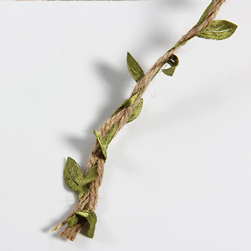 1 ярд имитация зеленых листьев деревенское свадебное украшение пеньковая