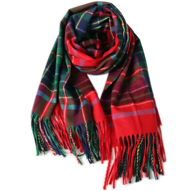 Женский осенне-зимний шарф из пашмины роскошный Теплый клетчатый льняной и