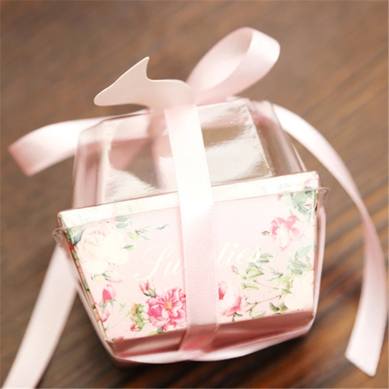 50 шт./лот Европейский картон с пластиковым покрытием розовая лента конфета