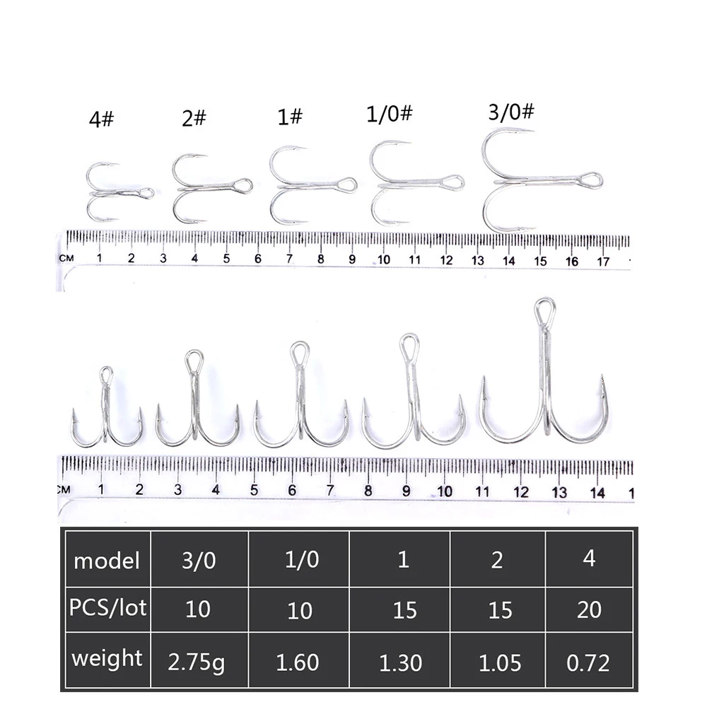 Fishing Hooks High Steel Carbon Material Treble Hook Round Folded Saltwater Bass 3/0# -1/0#10pcs 1#-2#15pcs Tackle Tools | Спорт и