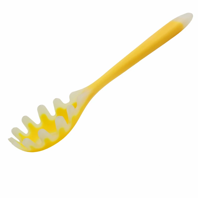 Yellow MOSEKO практичная Паста Лапша ложка лопатка для макарон дуршлаг лапша спагетти ковша ложка с прорезями силиконовый дуршлаг кухонный гаджет - Цвет: Yellow