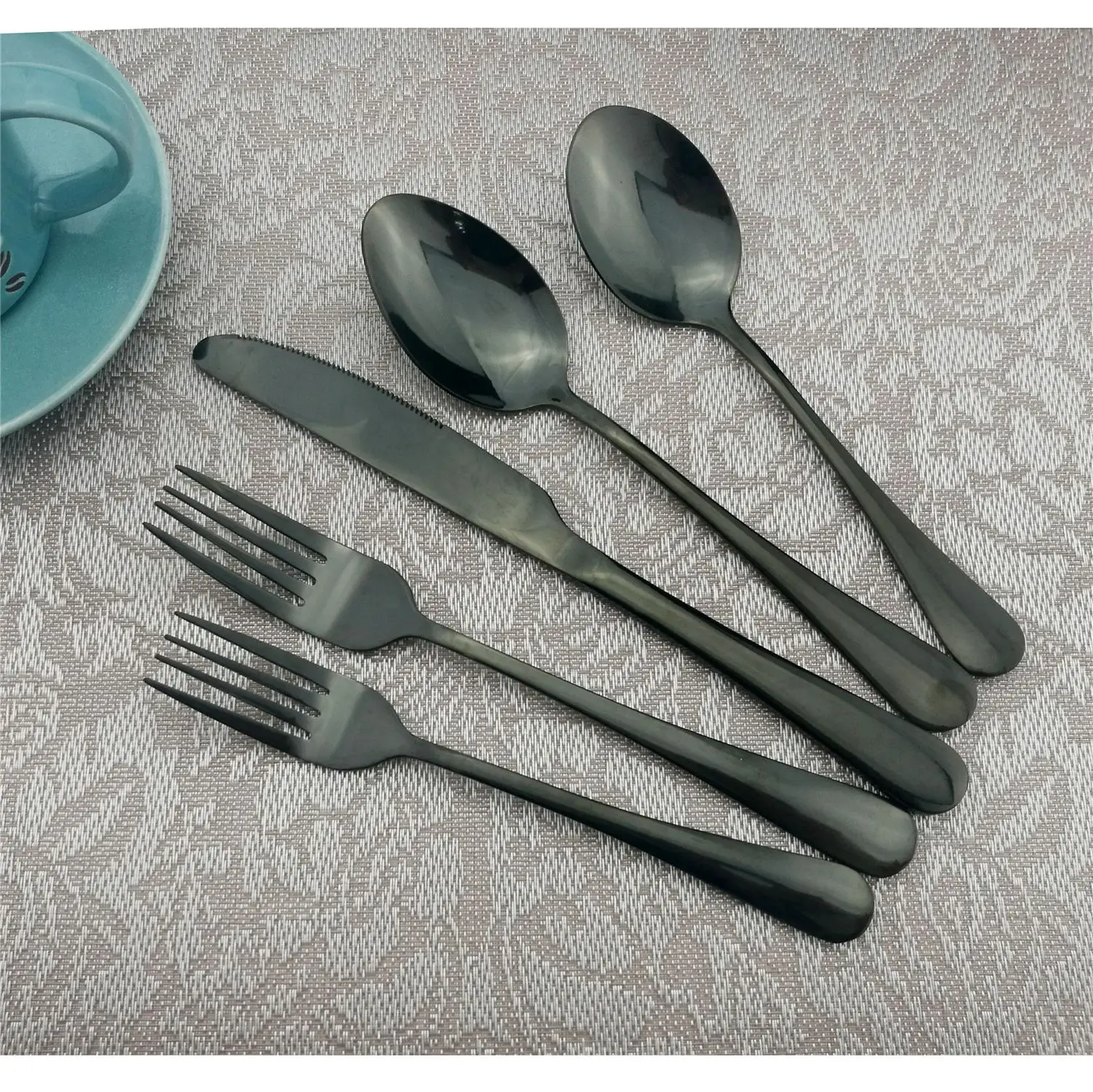 Западная Посуда из нержавеющей стали черный набор серебряных изделий столовых