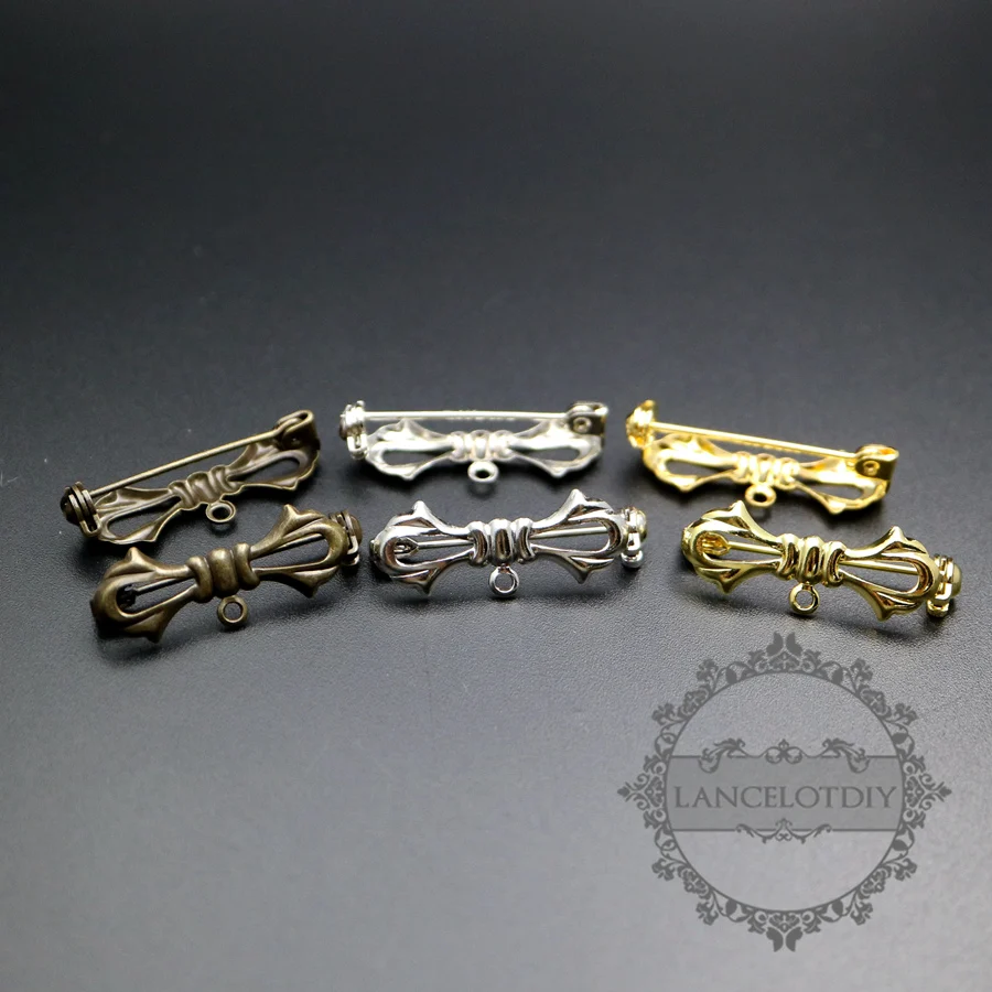 Золотой золотой бронзовый латунный бант с петлей для поделок брошь булавка