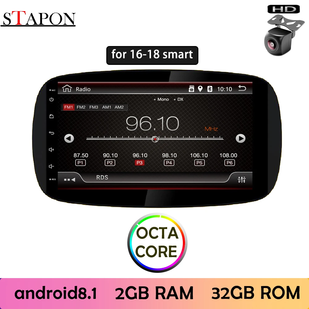 STAPON 9 дюймов для smart 2016 18 автомобилей Android8.1 2GBRAM навигация рулевое колесо