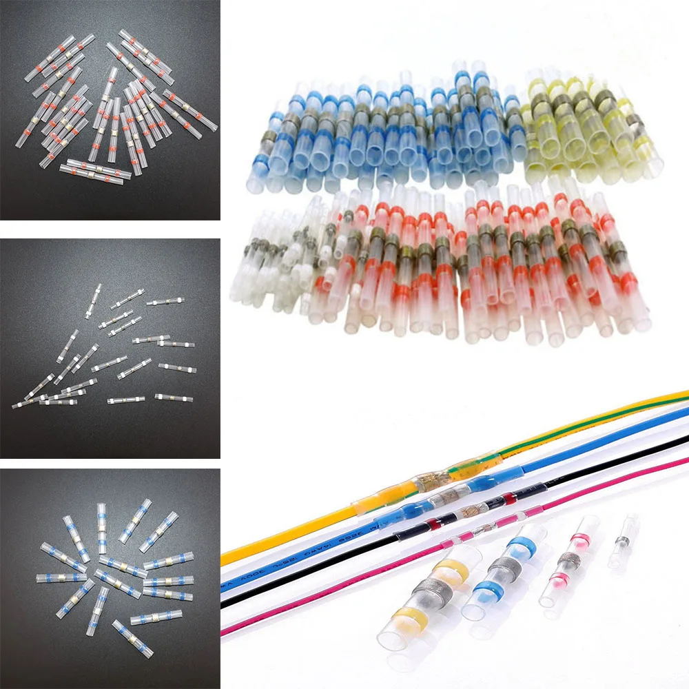 100 шт. термоусадочный соединитель для стыковой проволоки водонепроницаемый