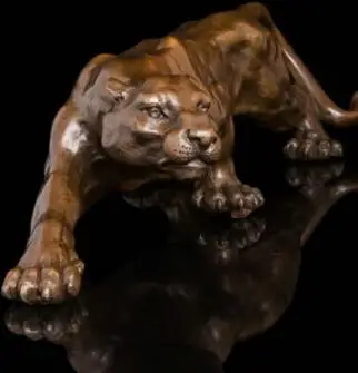 15 дюймов Арт Деко скульптура Ягуар пантера животное бронзовая статуя | Дом и сад