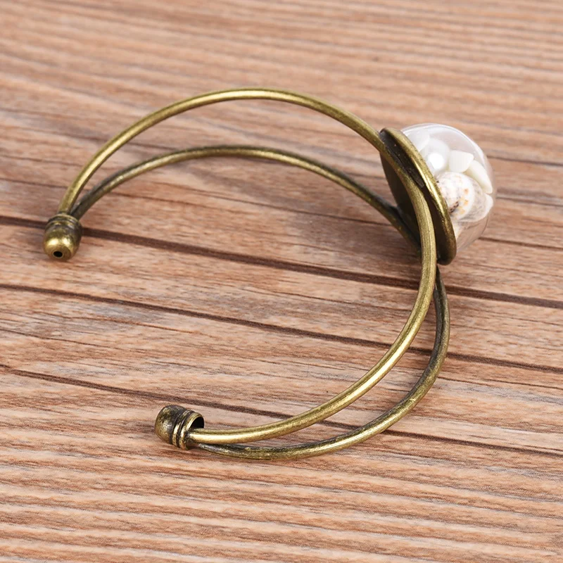 Новинка 2017 года Ретро В виде ракушки Стекло браслет Медь Открыть Браслет для Для