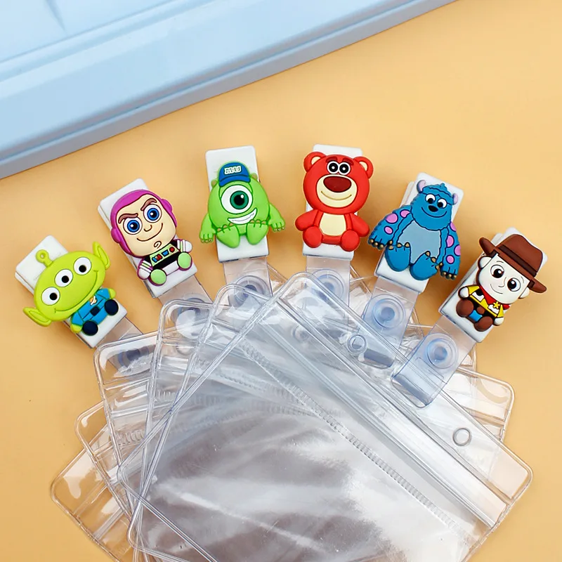 12pcs/set Plastic Cute Cartoon Badge Holder Clip Character Design Card Belt Hospital School Office | Канцтовары для офиса и