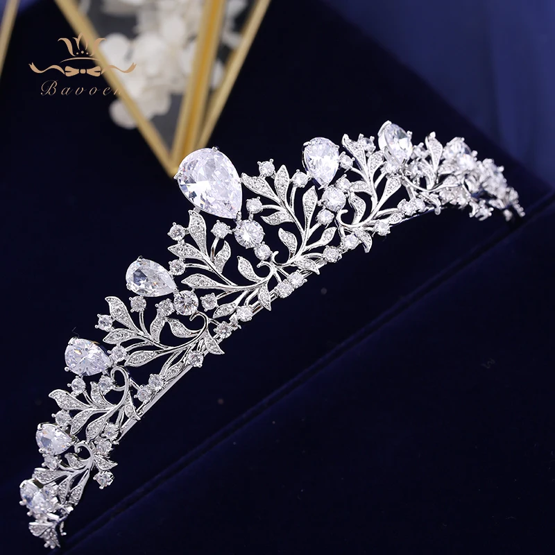 Bavoen Одежда высшего качества Европейский невесты корона циркон лист тиара