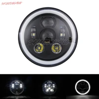 black chrome 7 inch led headlight 45w drl full halo angel eyes high low beam projector headlamp for touring road king