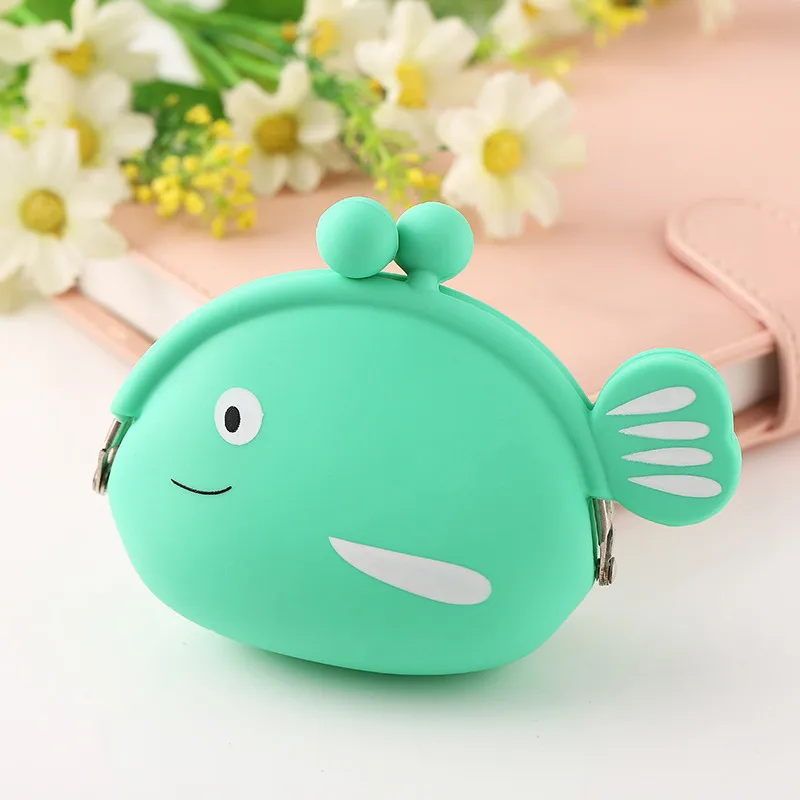 Green Новинка, мини силиконовый кошелек для монет, маленький кошелек с рыбками, Женский кошелек для ключей, сумка для монет для детей, подарки для детей - Цвет: Green