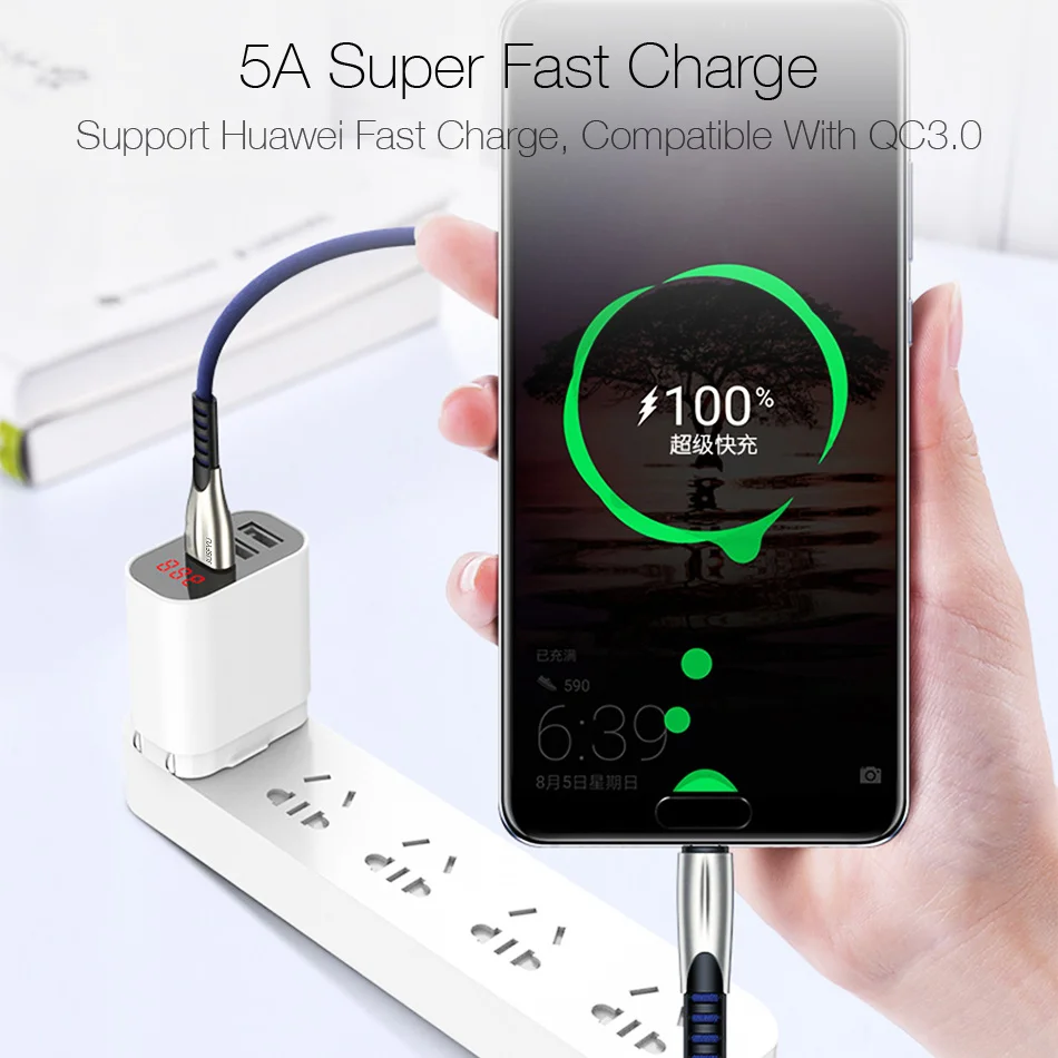 Кабель USB Type-C 3A для быстрой зарядки шнур передачи данных Type-c зарядное устройство
