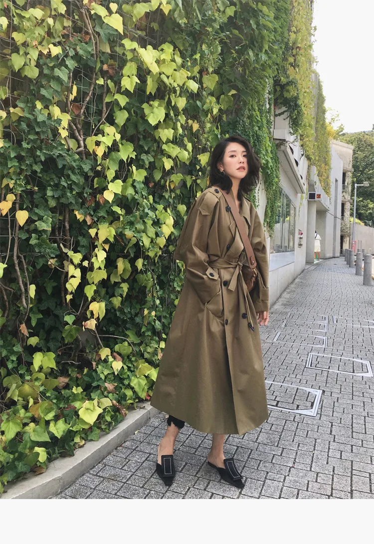 Осенняя мода, уличная одежда, роскошный женский двубортный длинный плащ, классический Свободный плащ, большие размеры, женская верхняя одежда, TR003