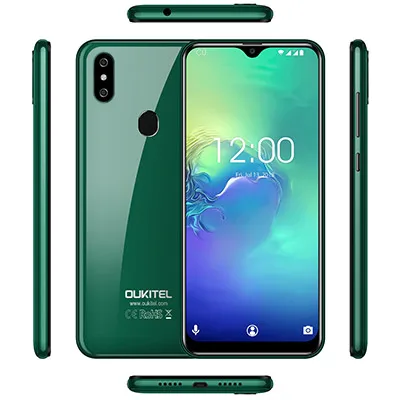 Green OUKITEL C15 Pro 6,0 HD дюймов 2 ГБ 16 ГБ Android 9,0 мобильный телефон MT6761 отпечаток пальца лица ID 4G LTE смартфон Капля воды экран - Цвет: Green