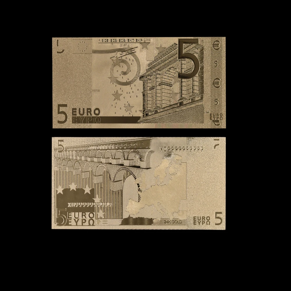 Банкноты золотые евро 10 шт./компл. наборы золотых банкнот 5 памятные монеты из