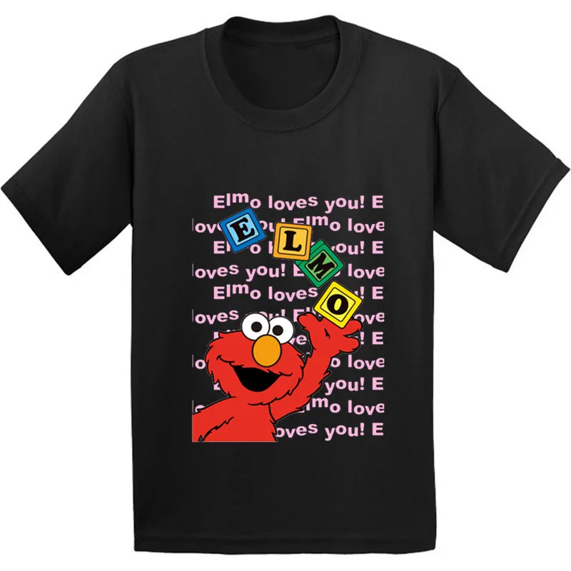 Sesame Street Elmo Pattern Kids Cotton T shirt Boys/Girls Cartoon Funny T-shirt Baby Summer Short Sleeve Clothes | Детская одежда и