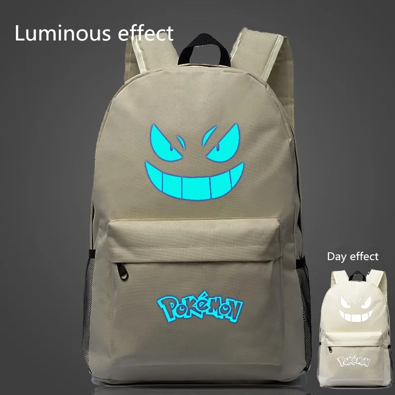 Известный Рюкзак Pokemon Go, рюкзаки Pokemon Gengar, школьные сумки для девочек-подростков, Mochila - Цвет: beige