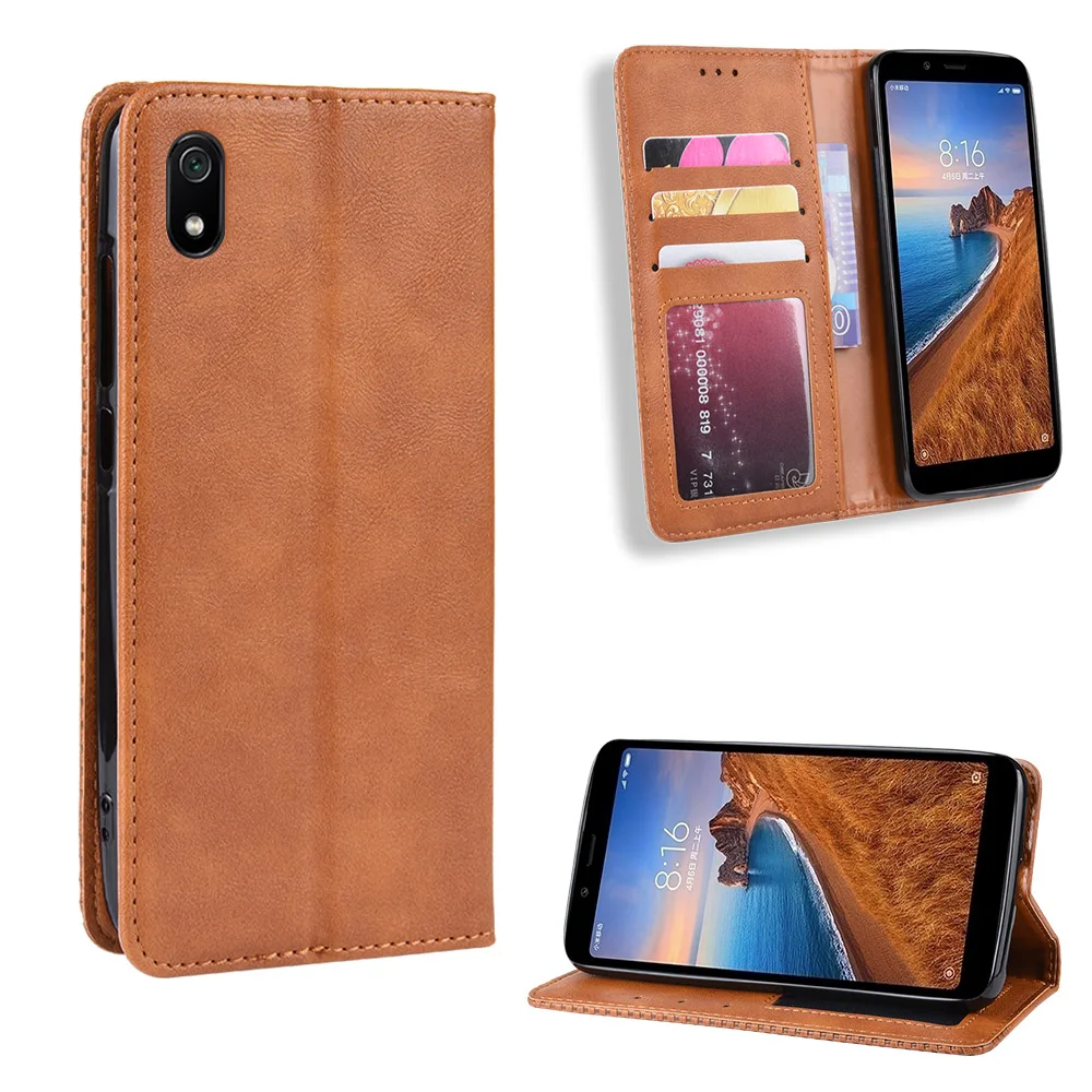 Роскошный тонкий кожаный чехол-книжка в стиле ретро для Xiaomi Redmi 7A чехол-кошелек с