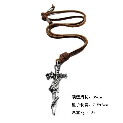 Мужское кожаное ожерелье с подвеской меч и дракон 100% натуральная кожа | Украшения