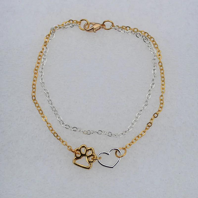 Hzew браслеты с двойной цепочкой в виде лапы Винтажные Ювелирные изделия кошки и