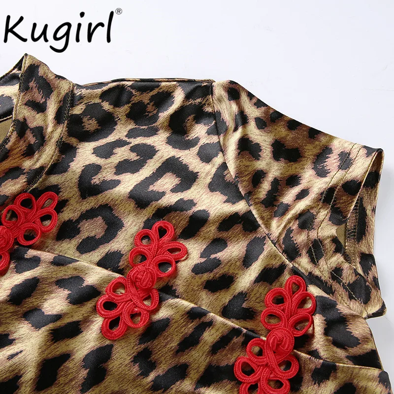 Женское платье с леопардовым принтом Kugirl повседневное облегающее из