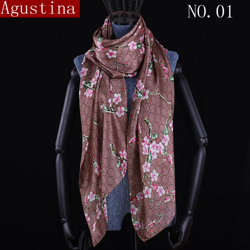 Шарф с цветами сливы роскошный брендовый женский шарф 2018 летние Дизайнерские