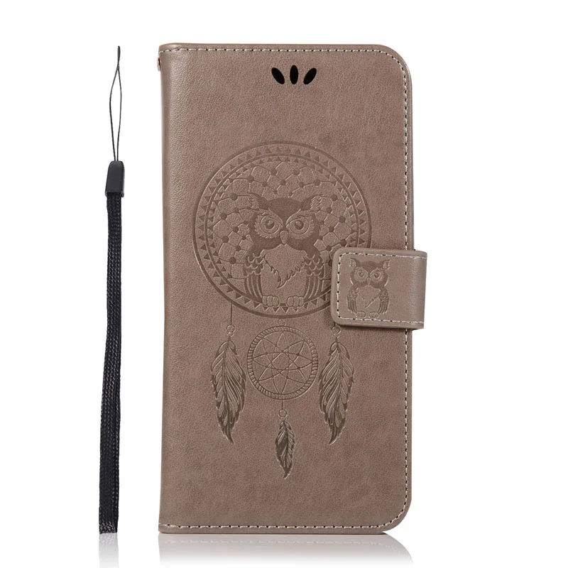 gray Asus Zenfone 2 Laser ZE500KL ZE500KG Flip Case Cover Zenfone 2 ZE550KL Cute Owl Phone Cases Asus Z00ED Z00LD Leather Case Coque - Цвет: gray