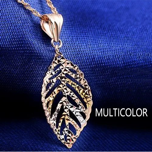 Multi 18 k чистая Подвеска-золотой лист подлинный Розовый Желтый Белый Шарм высококлассные женские топ трендовые скидки предложение стоимость - Цвет камня: Multi