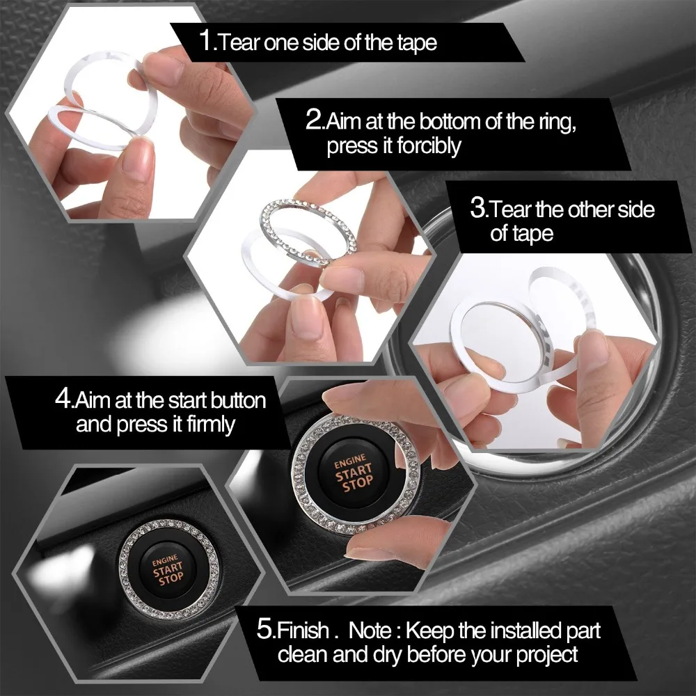 2 шт./упаковка декоративные стразы для запуска и остановки двигателя автомобиля |