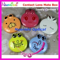 free shipping 10pcs lovely cartoon design contact lens box with mirror c516 contact lens mate box