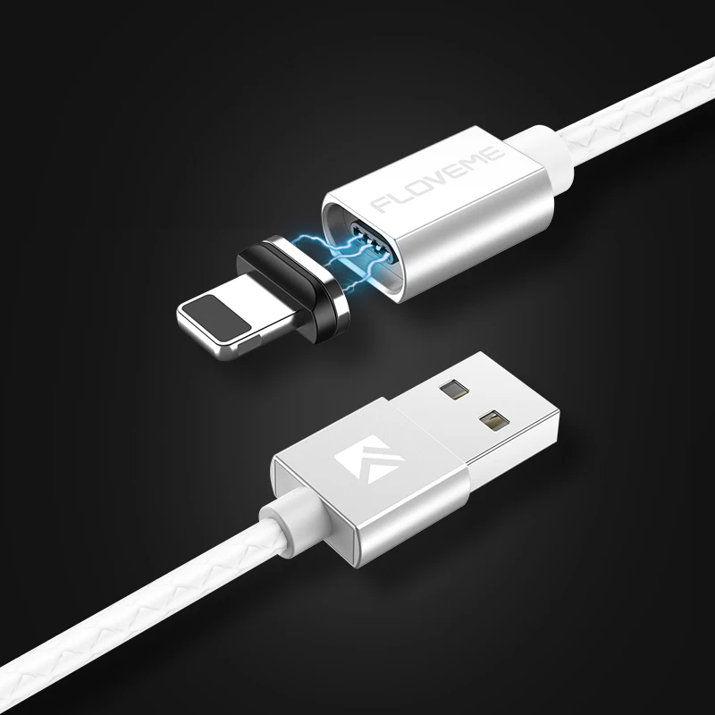 White FLOVEME Магнитный кабель для iPhone XS Max XS XR X 8 7 Plus 5 V 2.1a Кабель с разъемом Micro USB Type-C для зарядки для samsung Galaxy A7 A5 зарядное устройство для телефона магнитная зарядка для айфона - Цвет: White