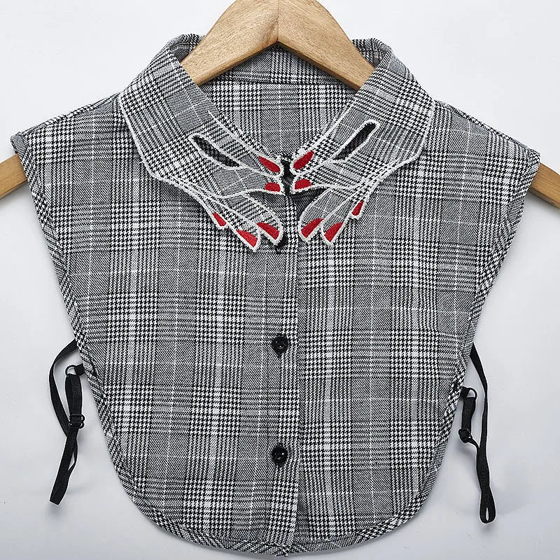 Женская Вышивка &quotформа пальца&quot воротник в полоску и клетчатая рубашка