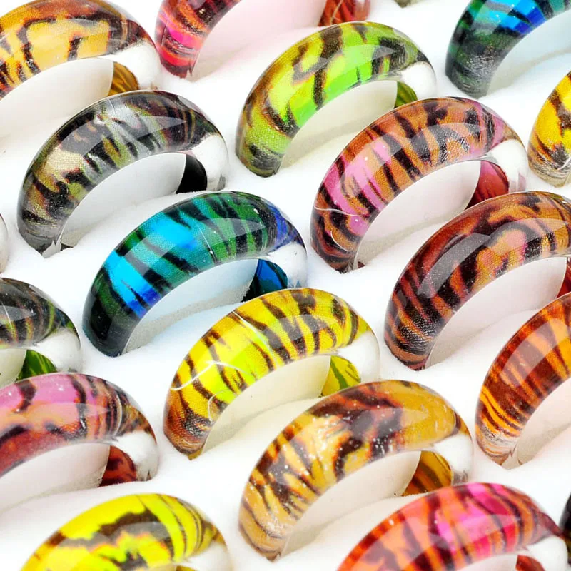 Кольца с цветным леопардовым рисунком для мужчин и женщин 10 шт./компл.|resin ring|ring