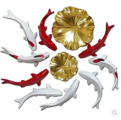

Modern 3D Stereo Resin Fish Flower Wall Sticker Decoration Crafts Home Livingroom Wall Background Mural Ornaments Wedding Gifts