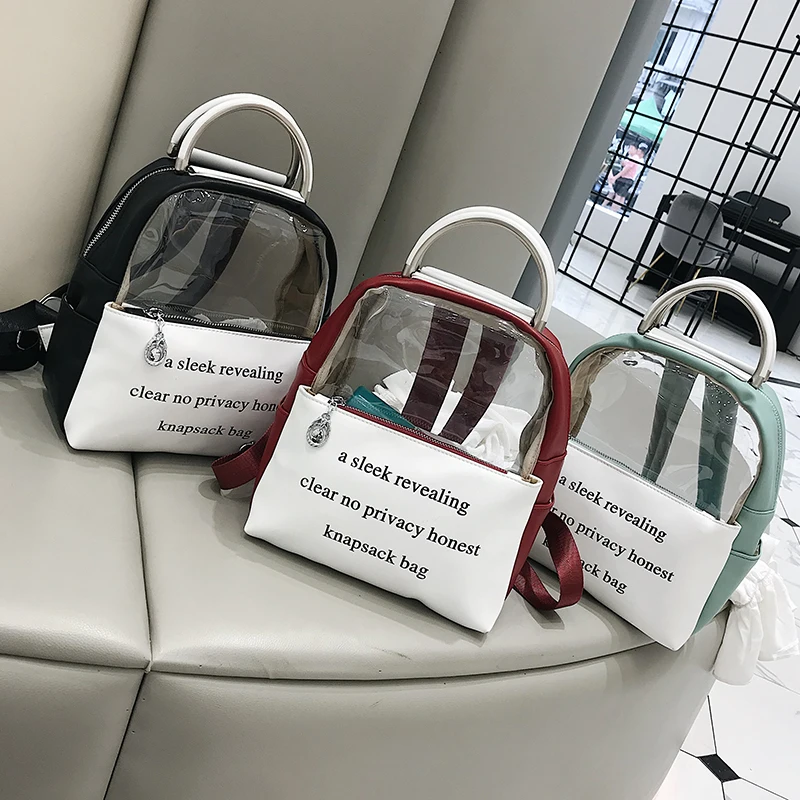 Прозрачный рюкзак с принтом в виде букв яркого цвета прозрачная школьная сумка