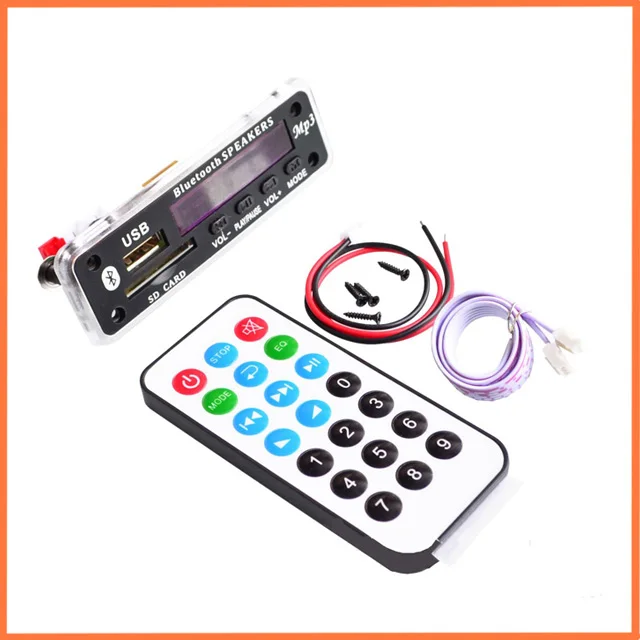 

NEW 12 v bluetooth nondestructive APE decoding board WAV player MP3 FM hands-free calls U disk SD card blue backlight module
