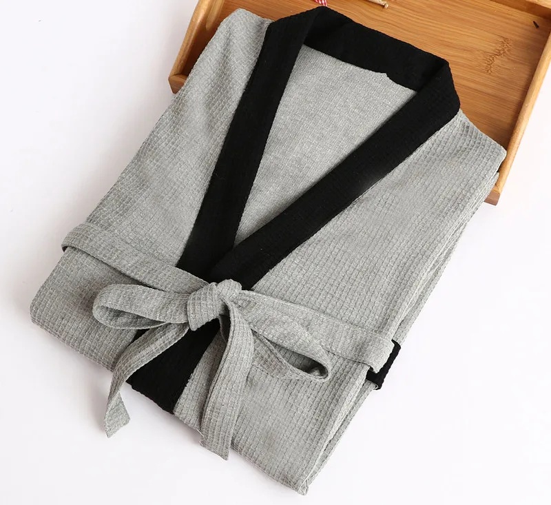 Хит продаж мужской Вафельный Халат одноцветная Пижама халат на шнуровке теплая