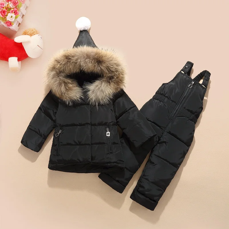 Winter Kids Clothes Girls Boys Down Coat Children Warm Snowsuit Outerwear +Romper Clothing Set Russian children's jackets | Детская