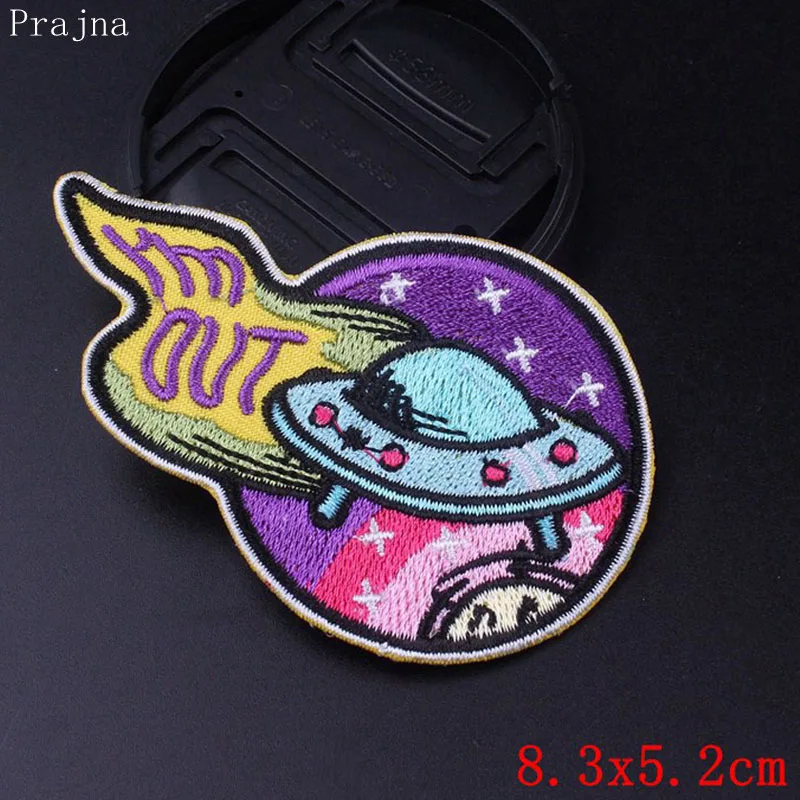 Prajna UFO космический пластырь Железный на рок стражи Галактики пластыри дешевые вышитые Parches для одежды Наклейки Аппликации DIY