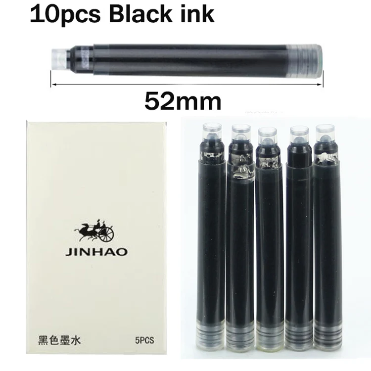 black ink JINHAO 159 широкий 18KGP 0,7 мм перьевая ручка Фиолетовый Черный Синий Шампань золотой зеленый красный белый желтый цвета модные ручки - Цвет: black ink