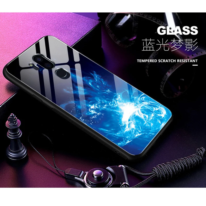 Для LG G7 тонкий Q чехол закаленное Стекло задняя крышка OPPOF9 чехол для LG G7 ThinQ G710 Звездное цветное Стекло чехол для телефона