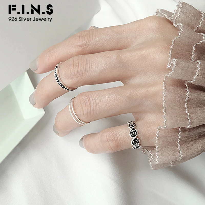F.I.N.S модное кольцо на кончик пальца, несколько стилей, 925 пробы, серебро, модные женские регулируемые кольца с цветами, набор для женщин, лучший подарок
