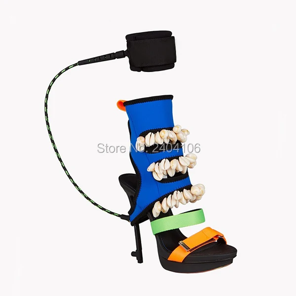 

Mixed Colors Sexy Stiletto Pumps Runway Shoes Shell Design Peep Toe Slingback Gladiator Sandals Women High Heel Platform Boots