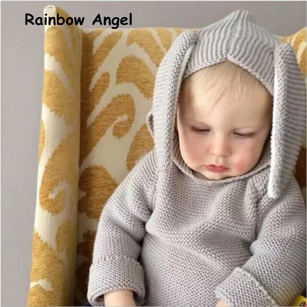 

2019 Autumn New Baby Sweaters Rabbit Cotton Pullover Baby Jacquard Sweater Rabbit Ears Boys Girls Sweater With Hooded
