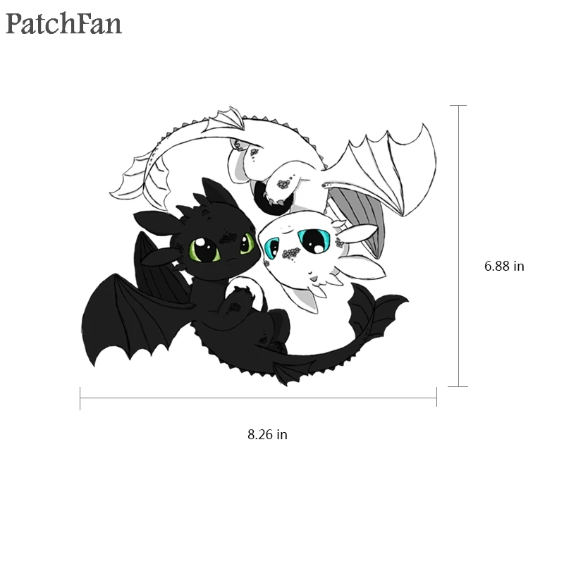 Patchfan Как приручить дракона светильник fury Беззубик термопресс Железо На Патчи DIY Футболка термопереводные наклейки A1759