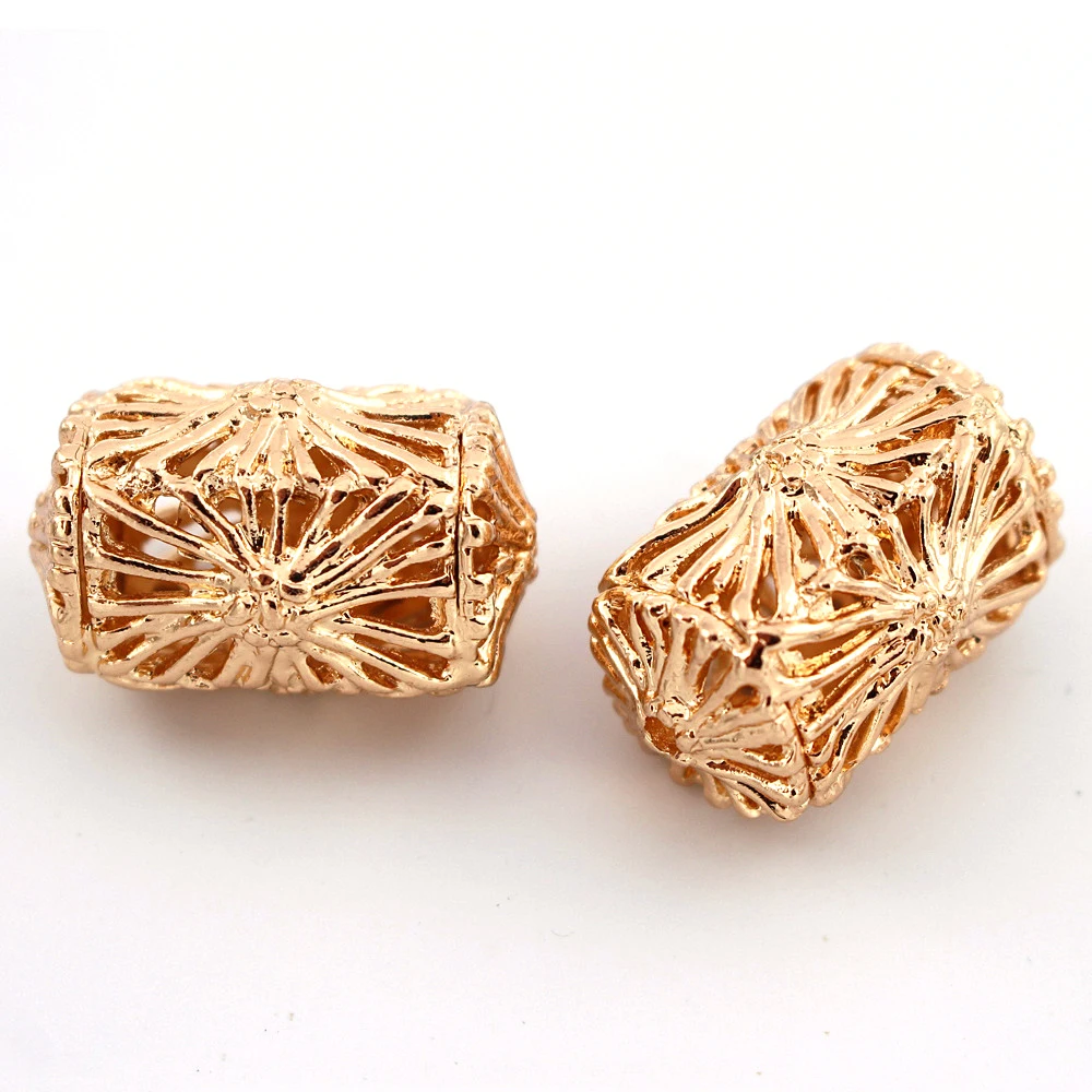 

Dubai Gold Spacer Beads Hollow Connectors Long Beading DIY Findings for African Men Women Wedding Earrings Necklace Jewelry Set