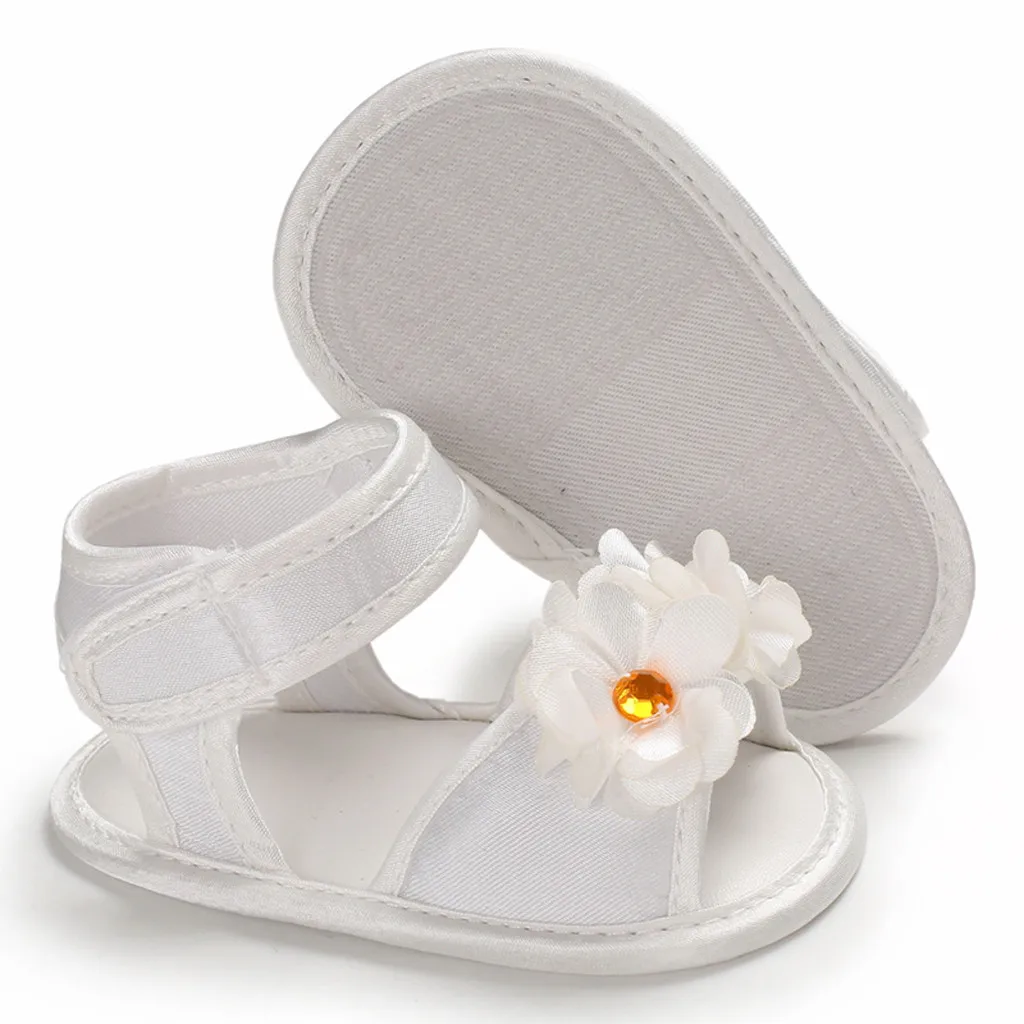 Сандалии для девочек летние босоножки на мягкой подошве с цветочной аппликацией