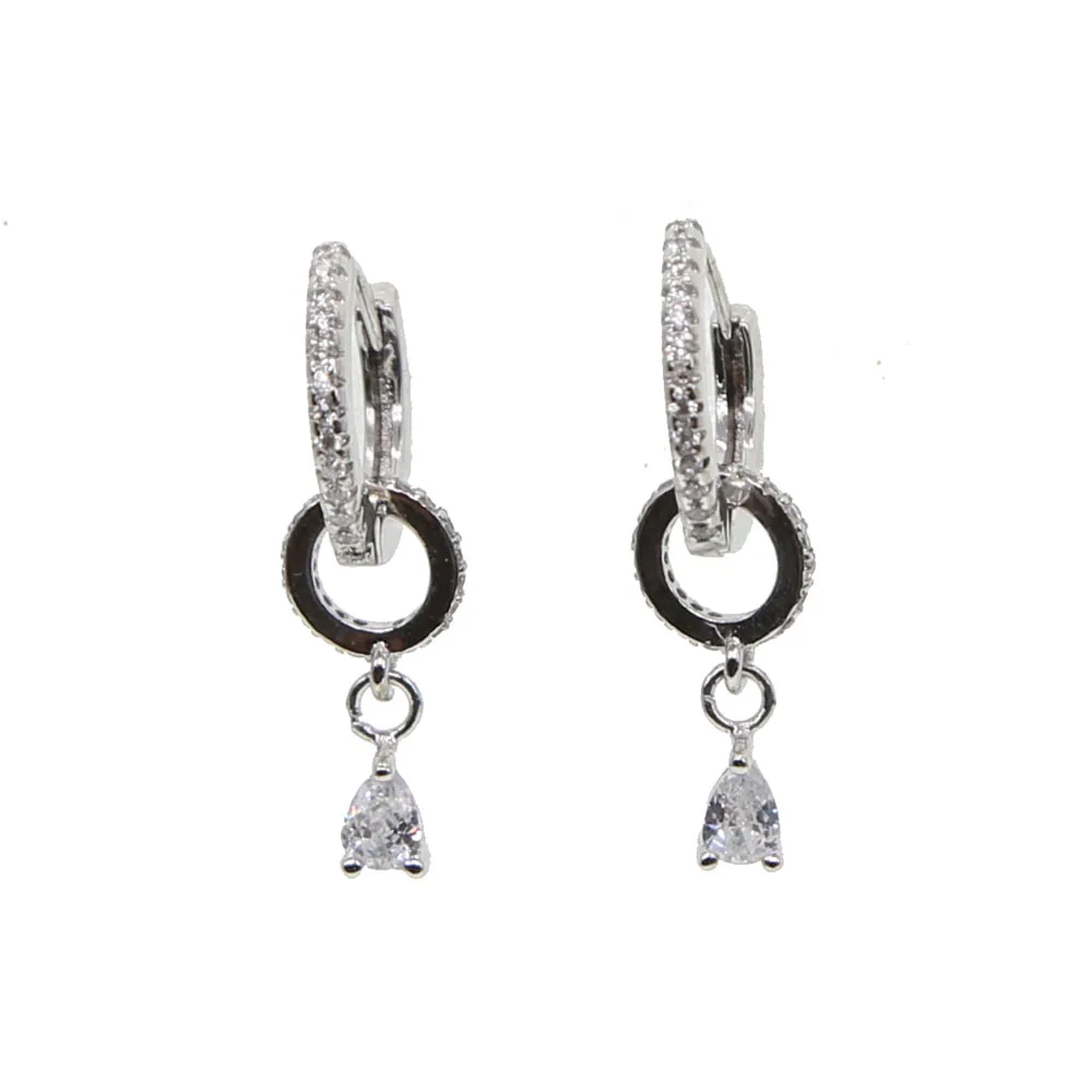 Женские Геометрические серьги подвески с круглым цирконием эффектные для